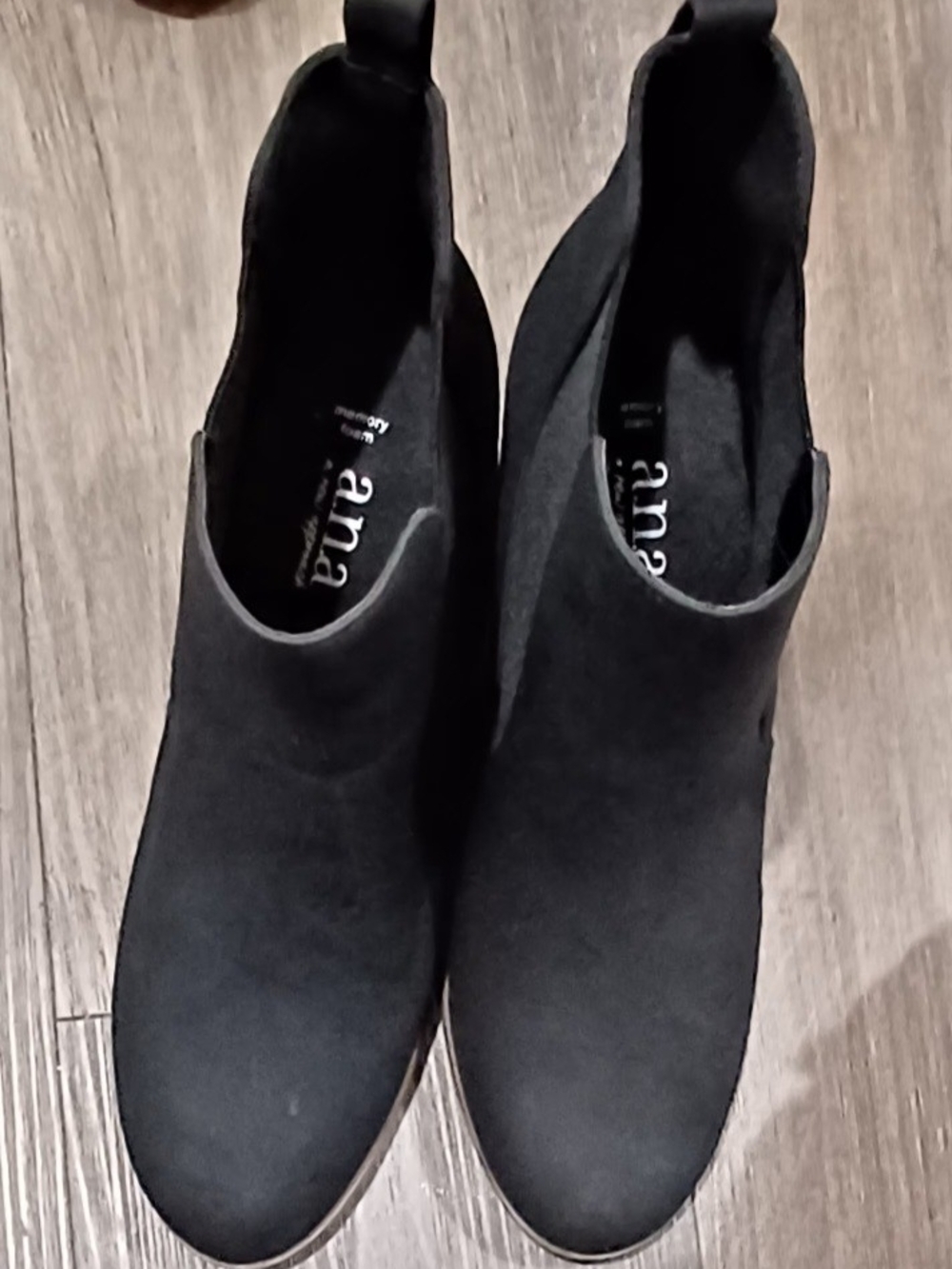A. N. A. Milden Black & Brown Wedge Sz 9 Pull-on Booties